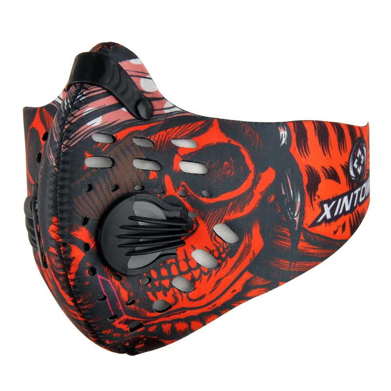 PM2.5 велосипедная маска ветрозащитная для верховой езды дышащие угольные фильтры пылезащитный смог Неопреновая Маска для мужчин и женщин - Цвет: Красный
