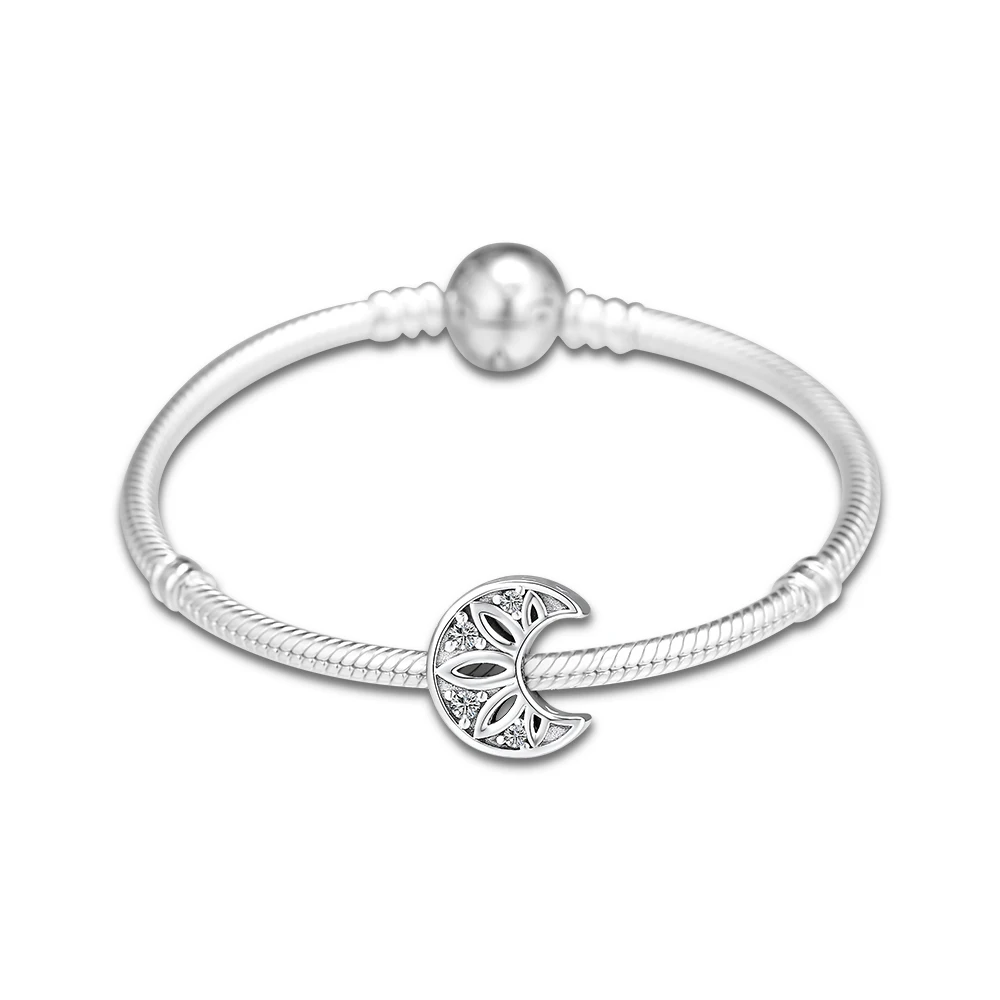 DIY Подходит для Pandora шармы браслеты луна и звезды бусины с прозрачным CZ 100%