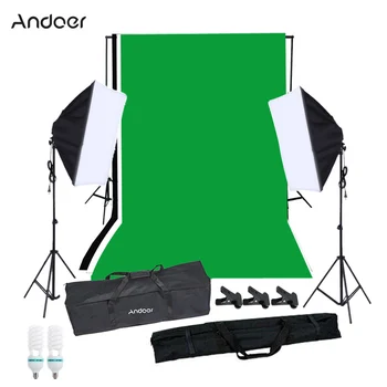 

Andoer Photography Softbox Lighting Tent Kit Studio Background Photo Video Equipment 125W Bulb Sofbox Bulb Socket Backdrop Stand