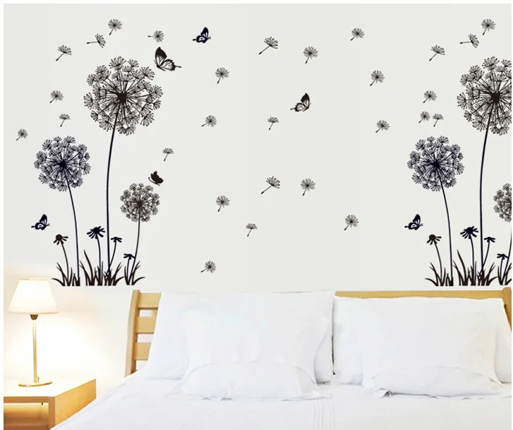 "Бабочка летит в Одуванчик" спальня гостиная наклейки стиль наклейки на стену дизайн ПВХ стены