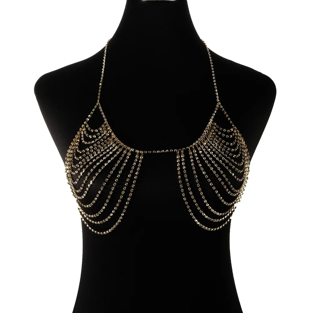 Buy Sexy Breast Body Chain Women Crystal Bra chain