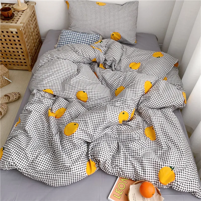 Multi color bedding Queen Twin size Duvet Cover 100%Cotton Bedding Set for Kids Youth Ultra soft bedsheets linen fitted sheet