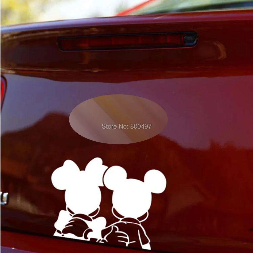 Newest Design Car Styling Funny Reflective Mickey Minnie Stickers for Car Tesla Volkswagen Ford Toyota Renault Opel Lada