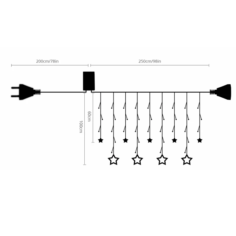 Праздничная гирлянда со звездами, гирлянда, светодиодный светильник, декор для спальни, балкона, Рождественский домашний декор, Guirlande Luces Navidad - Испускаемый цвет: 2.5M Star String
