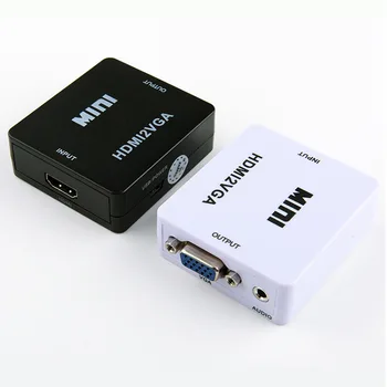 

10Pcs MINI HDMI To VGA Adapter Converter Box HDMI2VGA HD 1080P With Audio Power For Xbox DVD PS3 Projector Converter Box