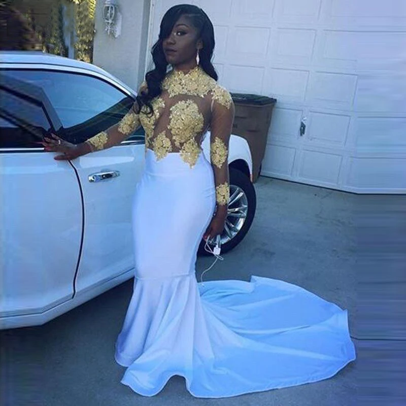 black white and gold prom dresses