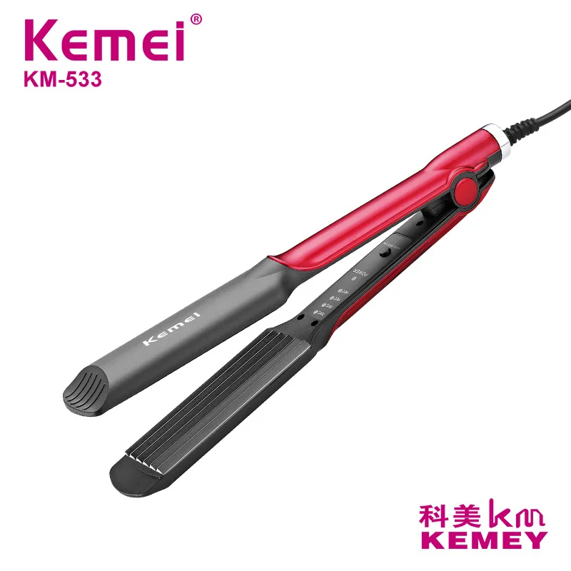 

Kemei Wet Dry Crimper Corrugation Wave Hair Curling Curler Corrugated Iron Styling Tourmaline Ceramic Corn Plate LED Display