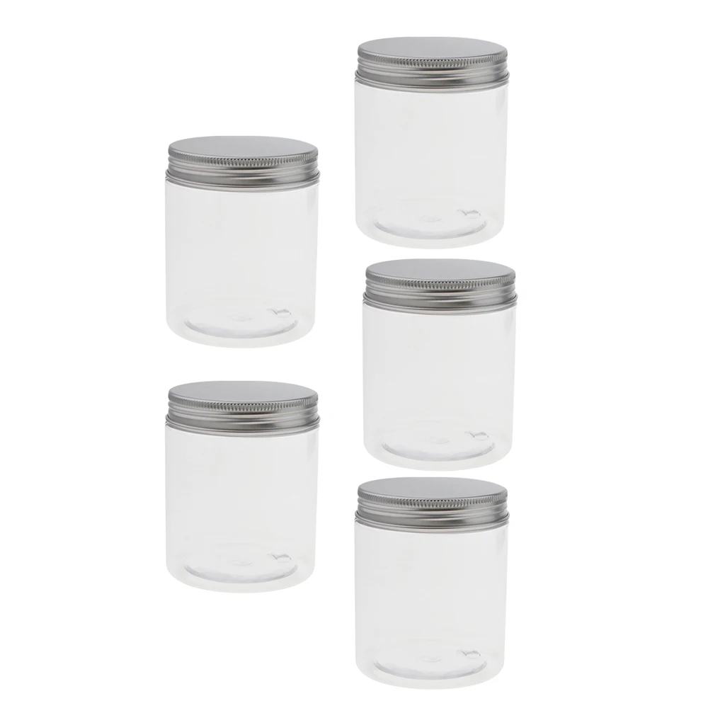 

5x 250ml Plastic Makeup Pot Jars Empty Cosmetics Cream Containers Screw Lid