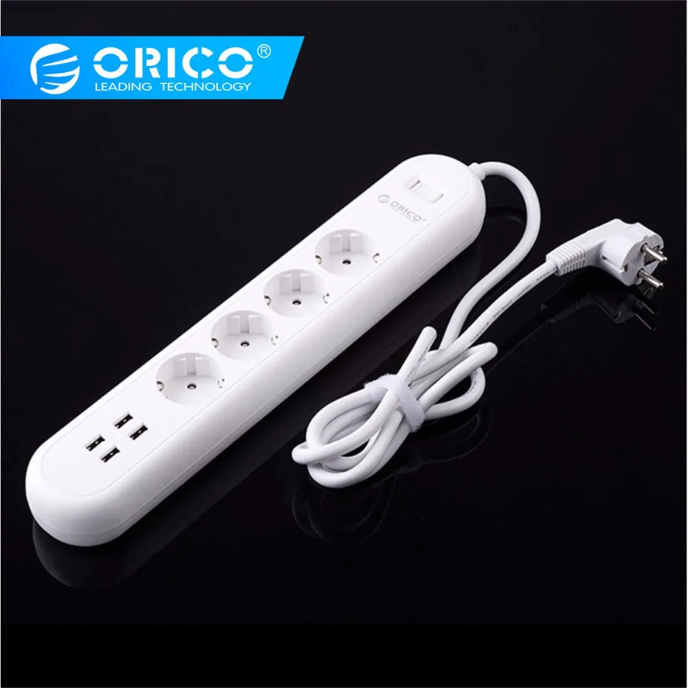 

ORICO EU Power Strip with 4 USB Charging Ports 4 Socket Plug Multifunctional Home Office Fast Charge Smart Power Strip Charger
