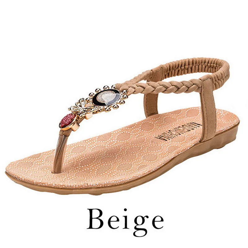 beige WENYUJH/Новинка года; модные повседневные женские сандалии; удобная летняя обувь; классические стразы на плоской подошве; Sandslias Feminina Crystal Scandals - Цвет: beige