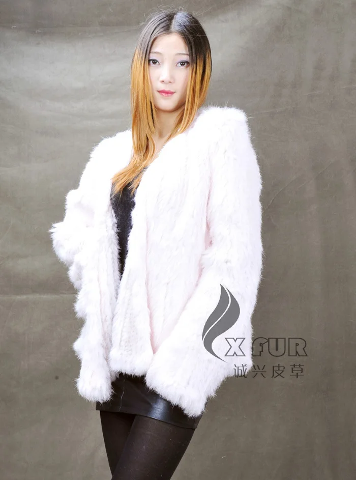 CX-G-A-149Q Европейский натуральный кроличий мех пальто~ Прямая - Цвет: light pink
