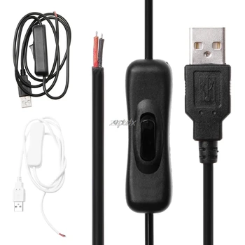 

5V USB 2.0 Male Jack 2Pin 2 Wire Power Charge Cable Cord DIY 1m Wire With Switch Drop ship