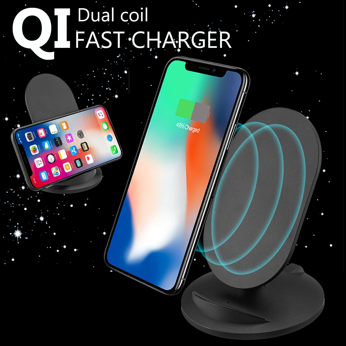 Wireless Qi Fast Charger Stand Pad Desk Mobile Phone Chargers For
