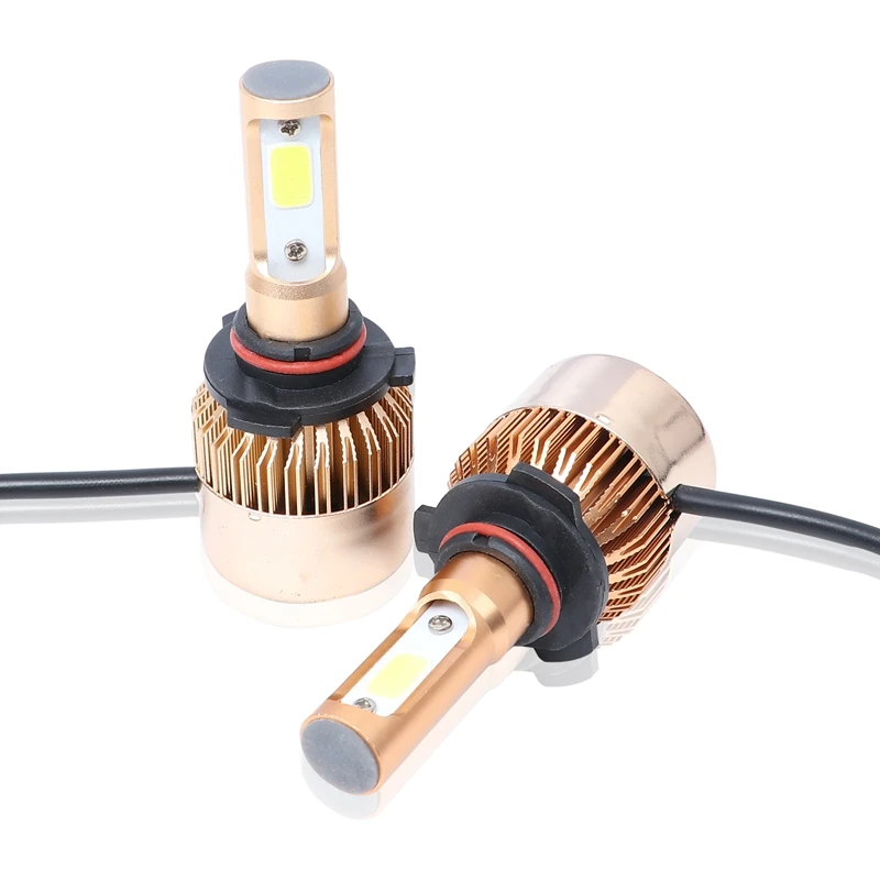 

S2 9005 Car LED Headlight Bulbs 6500K 72W 8000LM COB LED Headlamp Fog Light Gold