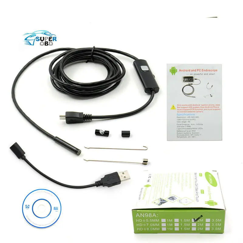 7MM 5M mini usb endoscope endoscoop Camera 6 LED Underwater Borescope