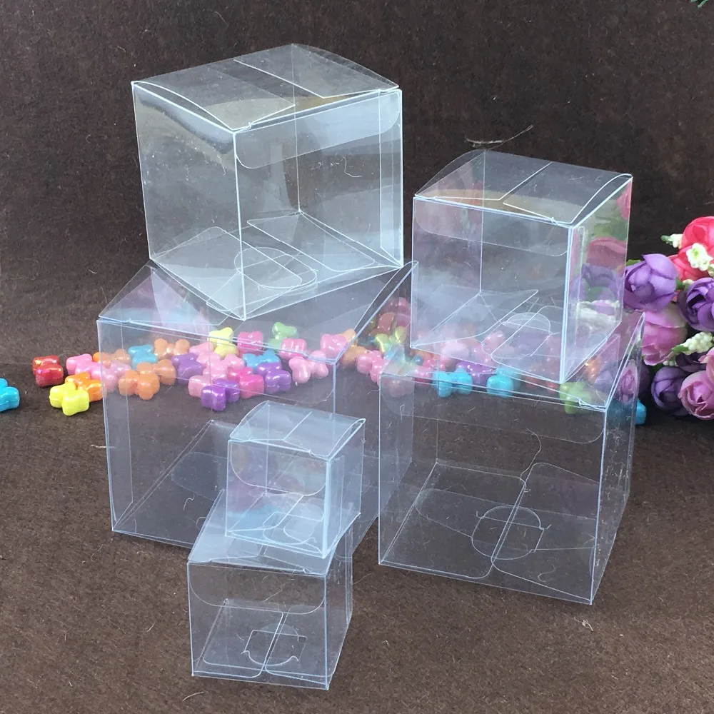 50 шт./лот, квадратные пластиковые прозрачные ПВХ коробки, прозрачная Водонепроницаемая Подарочная коробка, ПВХ футляры, упаковочная коробка для ювелирных изделий/конфет/игрушек