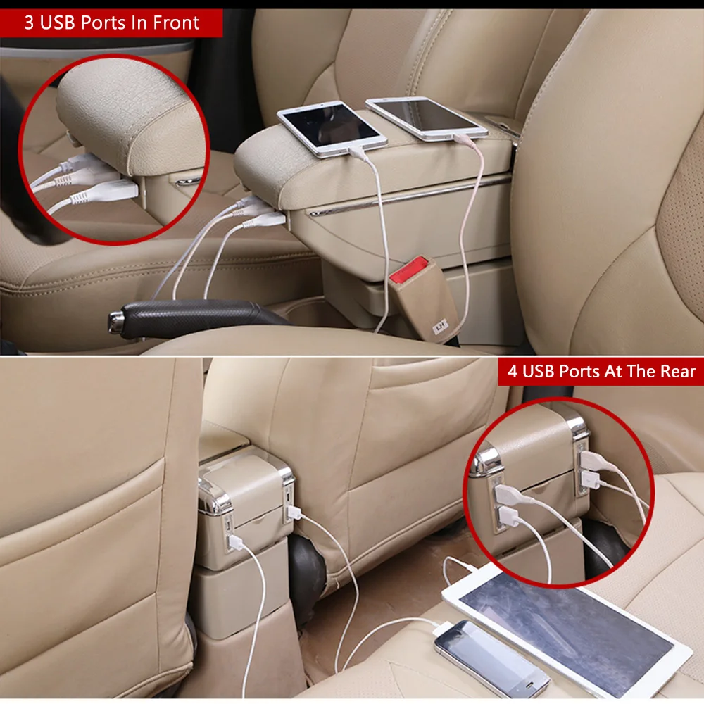  For Toyota Sienta Car Center Console Box Auto Armrest Storage with CUP Holders