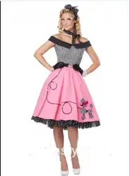Плюс Размер 6XL 1950 s 50 s смазка Милая платье Для Пуделя 1950 s смазка нарядное платье Женская рок-н-ролл юбка розовый женский костюм