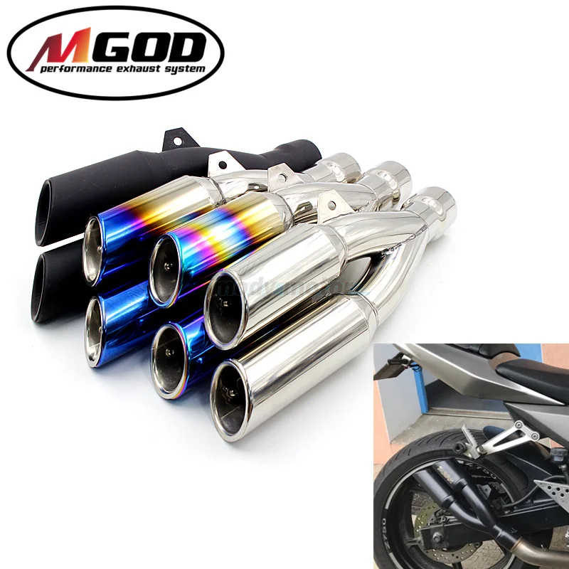 51mm Universal Motorcycle Double Exit Pipe Escape Moto Scooter Dirt Bike  Tubo Exhaust With Db Killer For Yamaha R25 Mt09 S1000rr - Exhaust & Exhaust  Systems(motorcycle) - AliExpress
