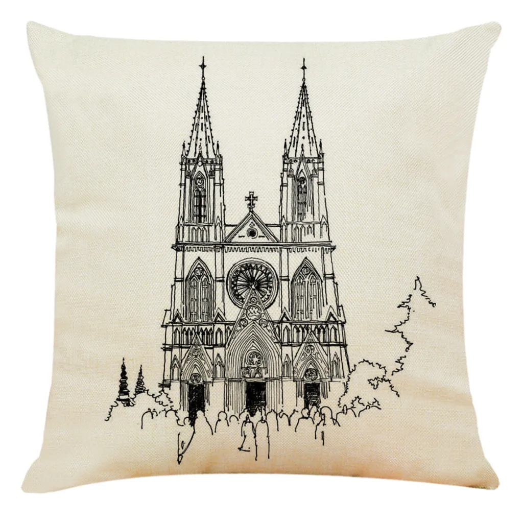 

Gajjar Retro Nostalgic couch cushion home decorative pillows Paris scenic printed square 45x45cm pillowcase seat back cushions