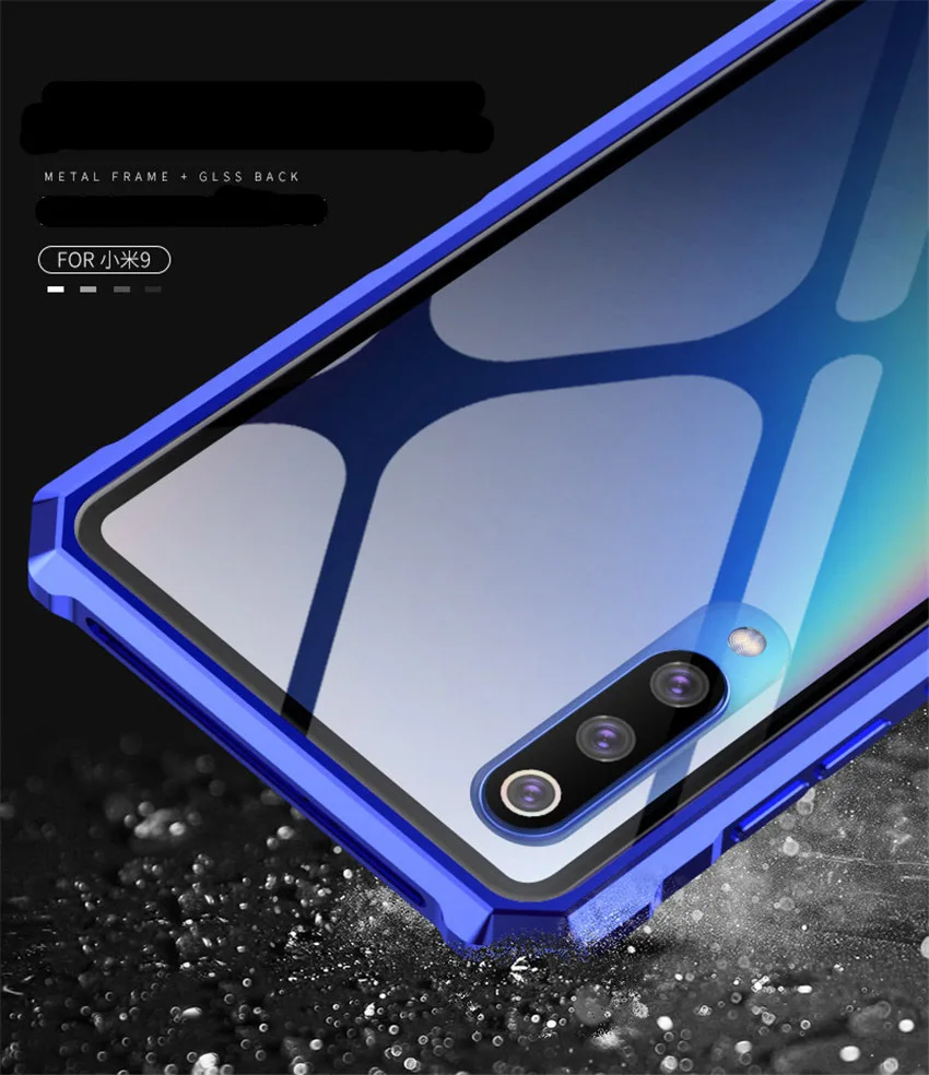 For Xiaomi Mi 9 Case Metal Bumper Glass Back Cover For Xiaomi 9 mi9 Transparent Tempered Glass Phone Case (5)