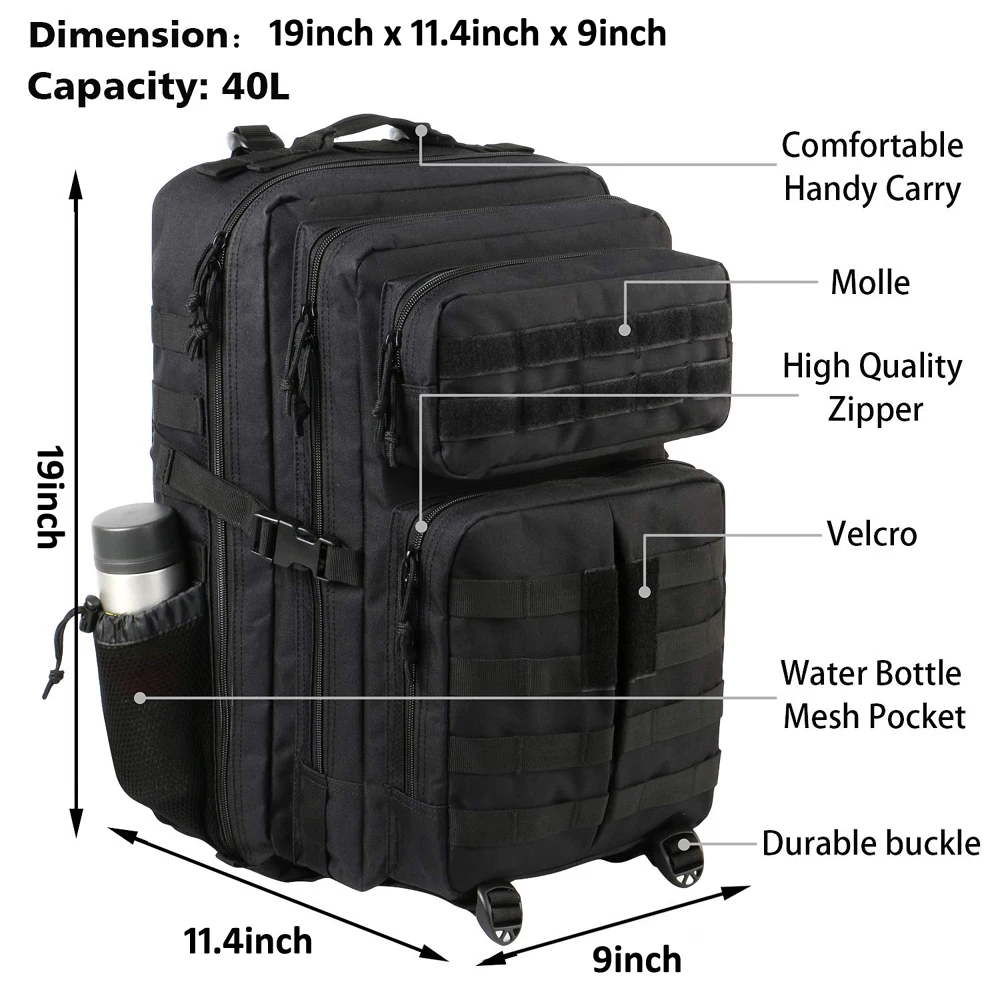 Открытый 40L военный тактический рюкзак армейские рюкзаки 3 дня штурмовой пакет Система переноски военного снаряжения рюкзак для охота, треккинг Сумка для кемпинга