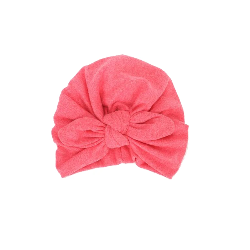 Ruoshui/детская шапка с бантом; теплые шапочки для маленьких мальчиков и девочек; тюрбан из хлопка; Детская кепка; аксессуары для волос для новорожденных; Детский головной убор в богемном стиле - Цвет: peach pink
