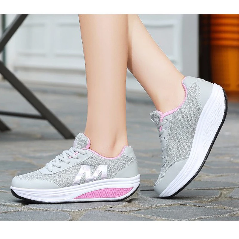 

Slimming Shoes Women Summer Breathable Mesh Sports Shoes Female Fitness Swing Platform Wedge Shoes Lady Lose Weight Sneakers