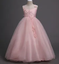 NEW girl dress sleeveless girl wedding summer dress girl princess girl dress long for party and wedding tutu dresses girl summer children wedding dress formal long petal sleeveless satin princess party prom dress