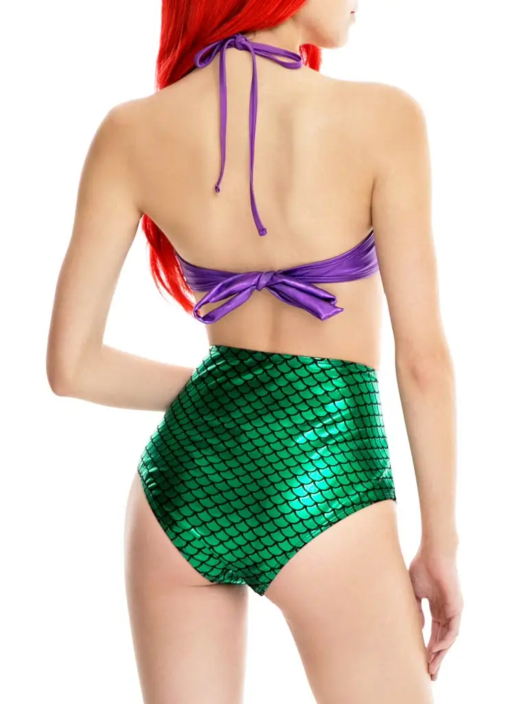 Ретро купальник русалки на косточках пуш-ап с высокой талией, набор бикини, сексуальный женский купальник для косплея, купальные костюмы biquni