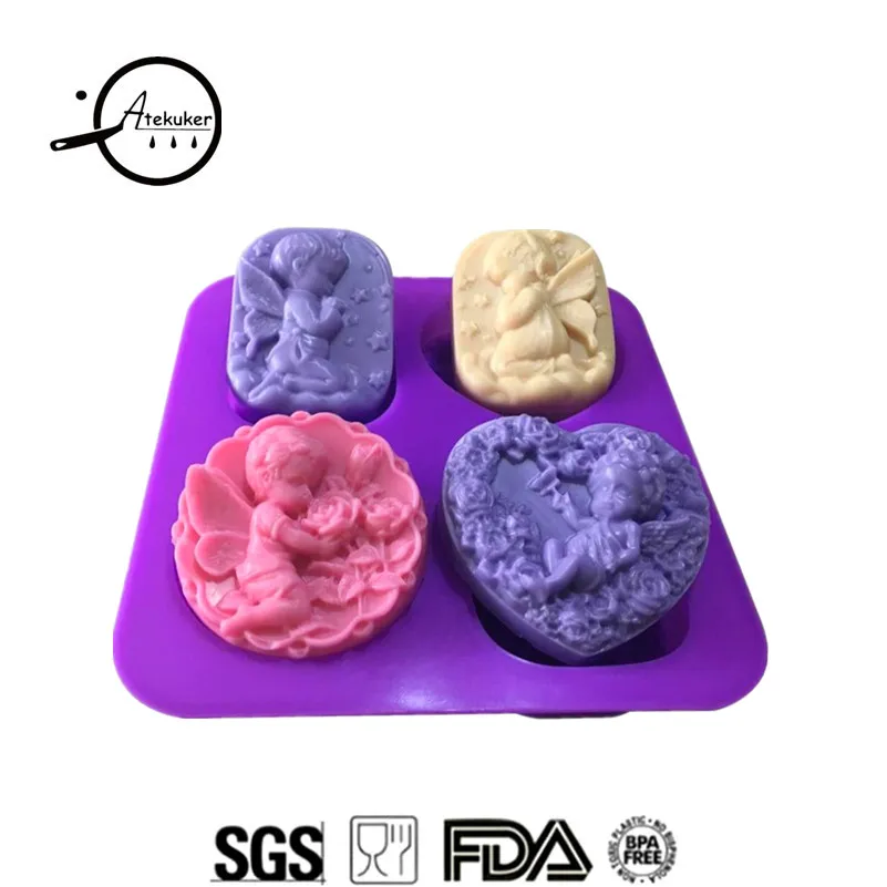 

Atekuker Fairy Angel Shape Silicone Molds For Soap Making Plaster Mold Handmade Soap Form