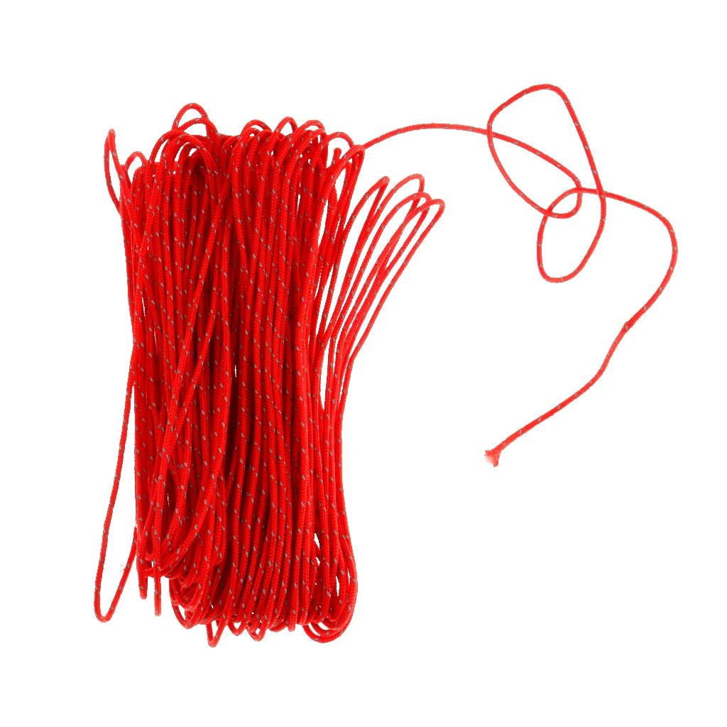  1.8mm 20M Red Guyline Tent Rope Runner Guy Line Camping Cord Paracord Guide Reflective Rope