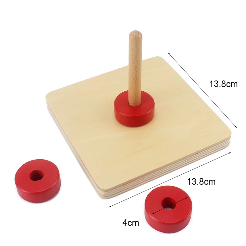 Toddlers Montessori Teaching Toy Wood Red Circle Cylinder Socket Kids Toy Baby Educational Preschool Training Brinquedos Juguets
