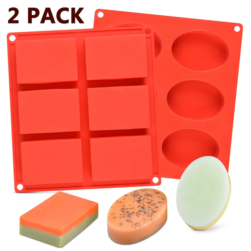

SJ 2Pack Oval Rectangle Silicone Molds for Soap Making 3d form Dish Handmade Soap Molds Crafts DIY Cube Tray