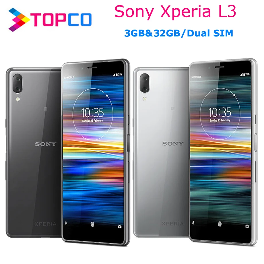 Sony Xperia L3, мобильный телефон на Android, 4G, LTE, 5,7 дюймов, четыре ядра, 3G ram, 32 ГБ rom, две sim-карты, 13 МП и 2 МП камеры, NFC, отпечаток пальца