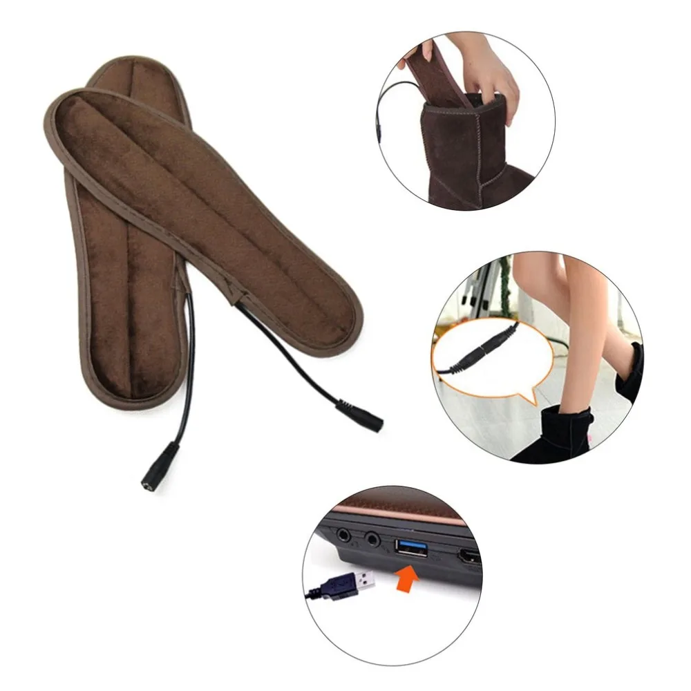 Super Soft Velvet USB Heating Boot Insoles Electric Heated Foot Warmer