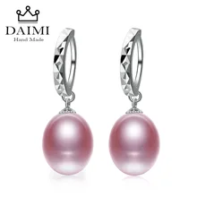 DAIMI 925 Висячие серьги из серебра 925 пробы для женщин 8-9 мм натуральный пресноводный жемчуг ювелирные изделия высокое качество серьги