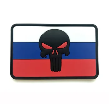 

20pcs Rubber Russia Flag Patch PVC Tactical Patch Punisher Badge Skull Brassard Army Patches Military Morale Armband Wholesale