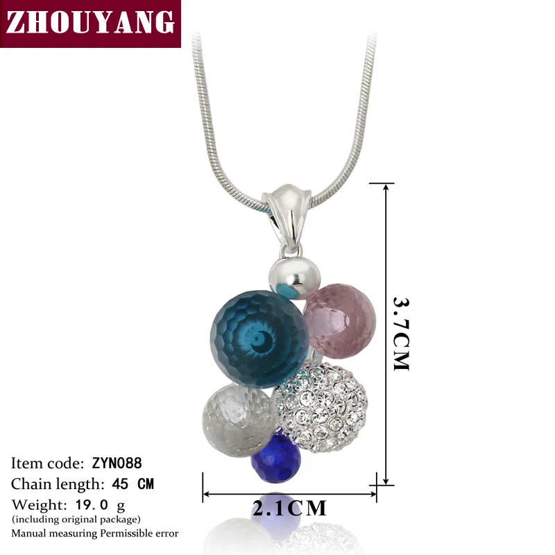ZHOUYANG, высокое качество, ZYN088, модные, яркие, вечерние, серебряного цвета, ожерелье, подвеска, ювелирное изделие, изготовлено из австрийского хрусталя