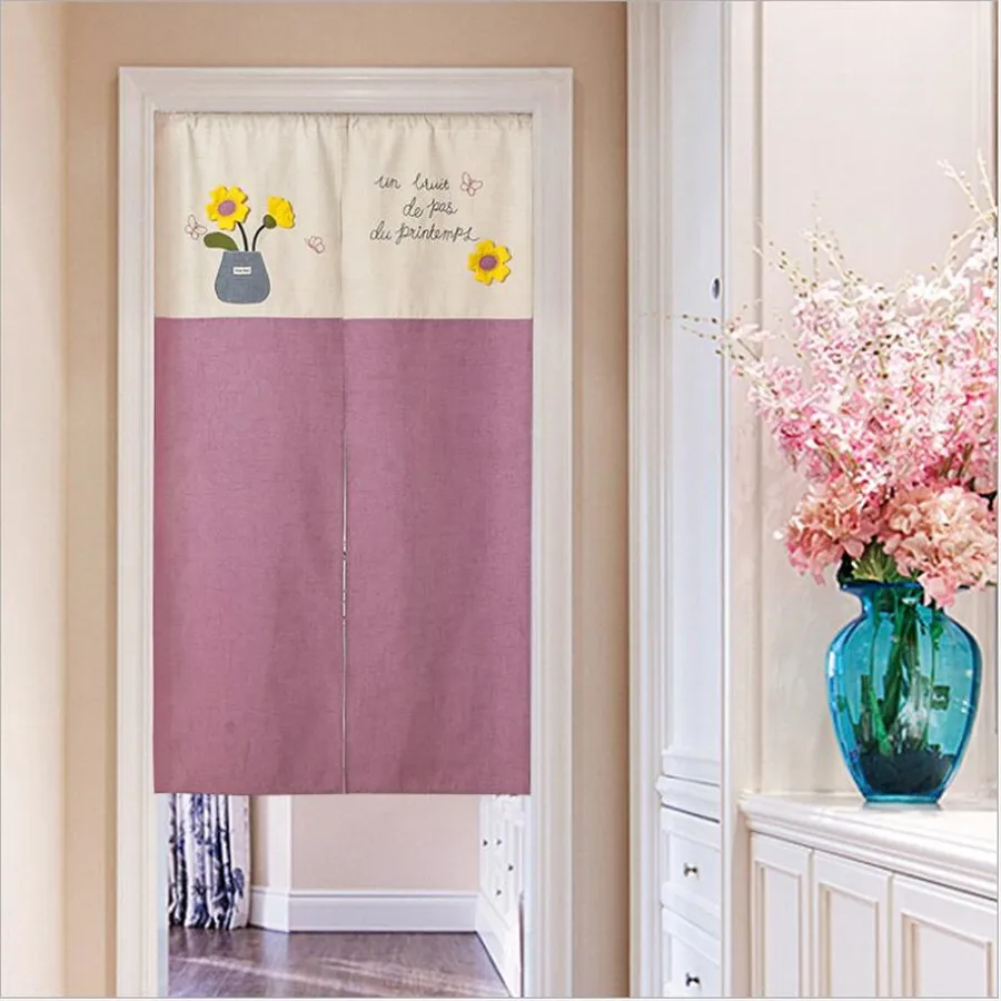 Us 32 5 Japanese And Korean Curtain For Kitchen Cotton Linen Cartoon Curtain Door Coffee Restaurant Door Creative Embroide Curtains In Curtains From