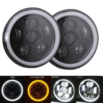 

2PCS 7'' INCH Halo Angel eye Turn signal light Driving headlamp for jeep Wrangler JK LJ TJ H4 LED Projector headlight