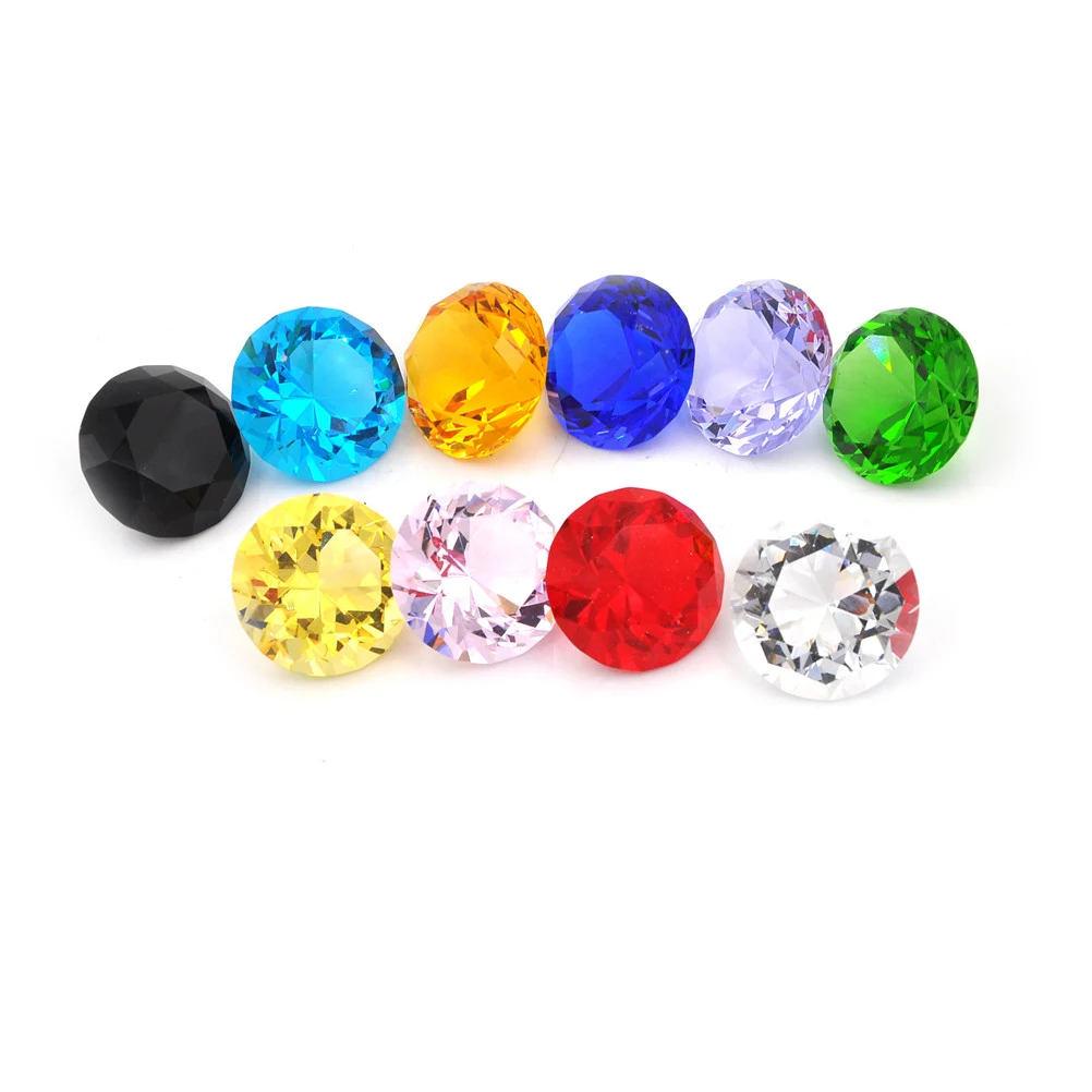 

Home Display Gift 30mm Crystal Diamond Paperweights Clear Faceted Cut Shape Glass Giant Diamond Jewel Decor Wedding Craft Gem