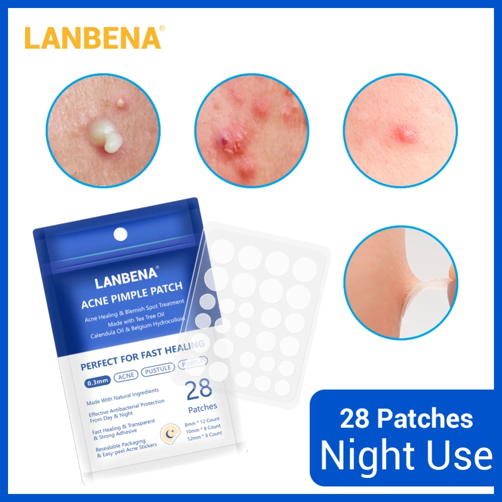 

LANBENA 28pcs Remove Acne Mask Pimple Patch Night Use Invisible Acne Stickers Blemish Treatment Acne Master Face Mask Skin Care