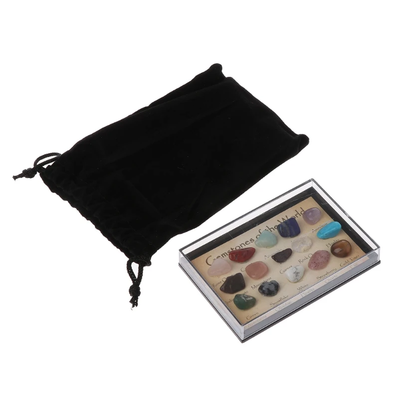 

JAVRICK Multi Colors Rock Collection 15pcs Mixed Natural Mineral Ore Specimens Gemstones with Box