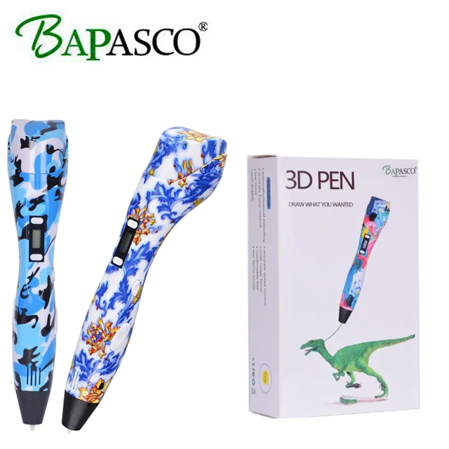 Special Offers 2018 Newest 3D Pen BAPASCO Brand LED Display DIY 3D Printer Pen ABS/PLA/PCL doodle 3D Painting Magic Pen For Kid Drawing Tool