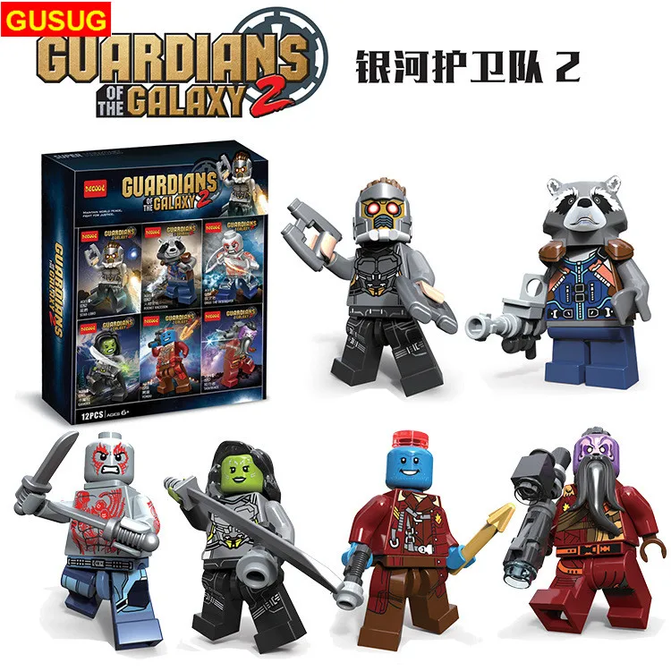 

GUSUG 60PCS 0262-0267 Guardians of the Galaxy 2 Rocket Man Kamola Predator Star-Lord Building Blocks Compatible With TOYS