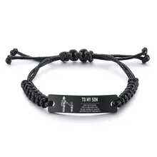 Подарок на заказ, браслет из нержавеющей стали для мужчин, черный Регулируемый браслет для моего сына