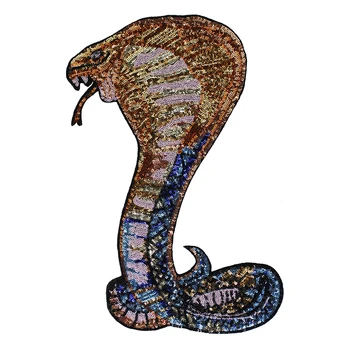 

10pieces Large Sequin Viper Snake Patch Iron on Embroidery Applique Sticker for Pumk Jacket Decorated Sewing Accessories TH1316
