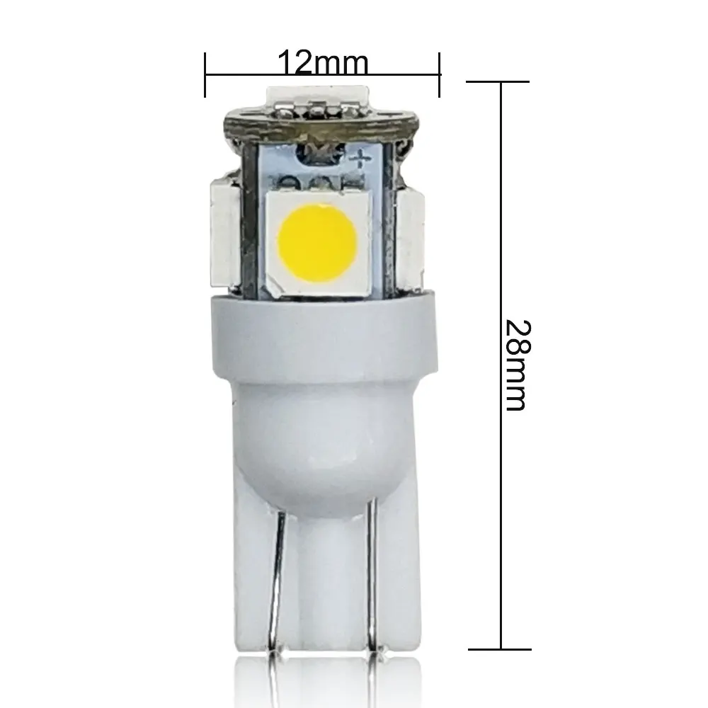 10 шт. T10 светодиодный W5W 5050 5SMD автомобиль внутренняя подсветка номерных знаков