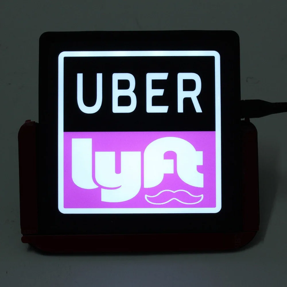 

For UBER LYFT LED USB Rechargeable Car Flashing Light Sticker Bright Glowing LED light taxi service indicator 12V